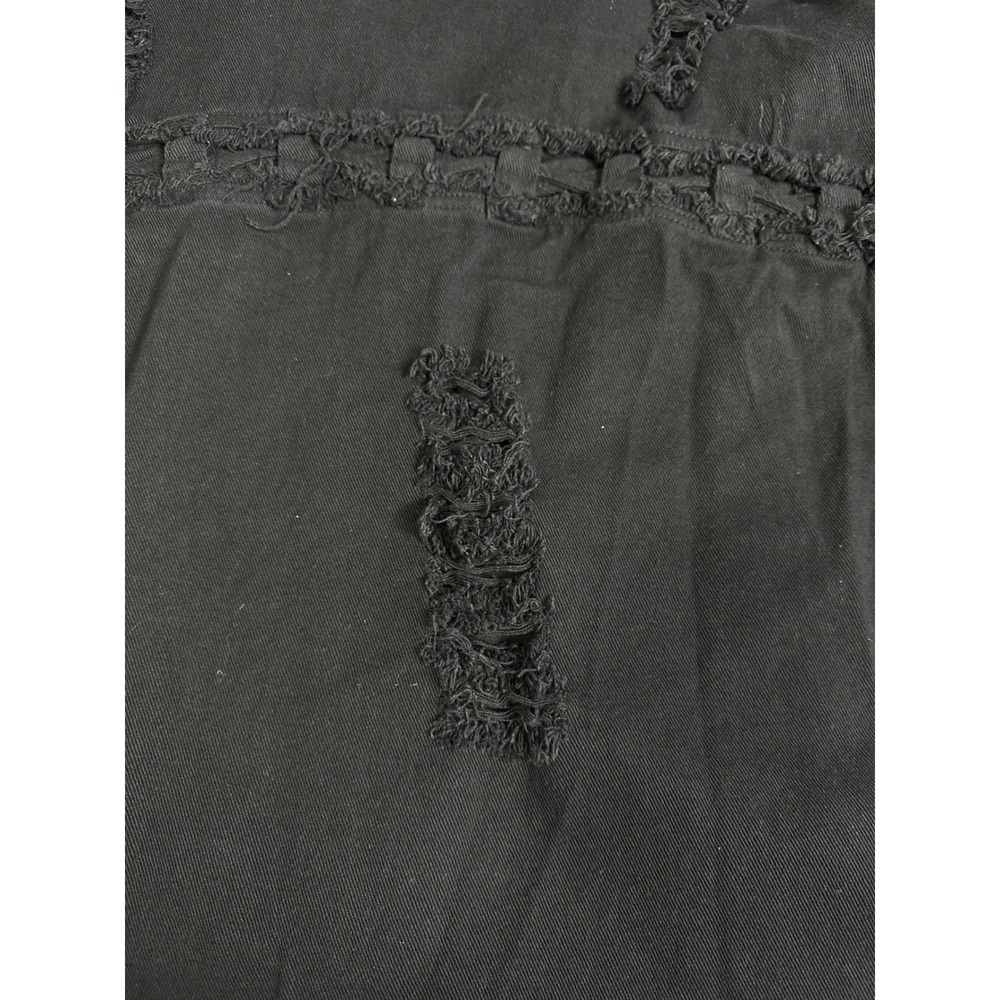 Blue Velvet Womens Distressed Denim Jacket Black Cut Out Frayed Hem 8959BT M - Picture 6 of 8